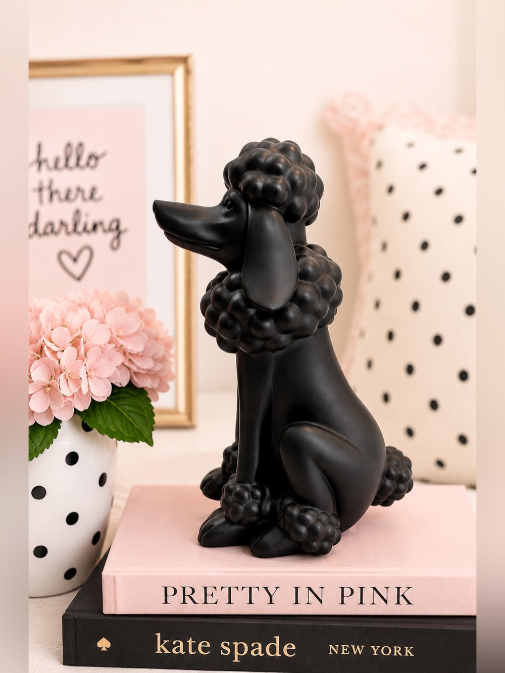 Elegant Black Poodle Tall Dog Figurine‎